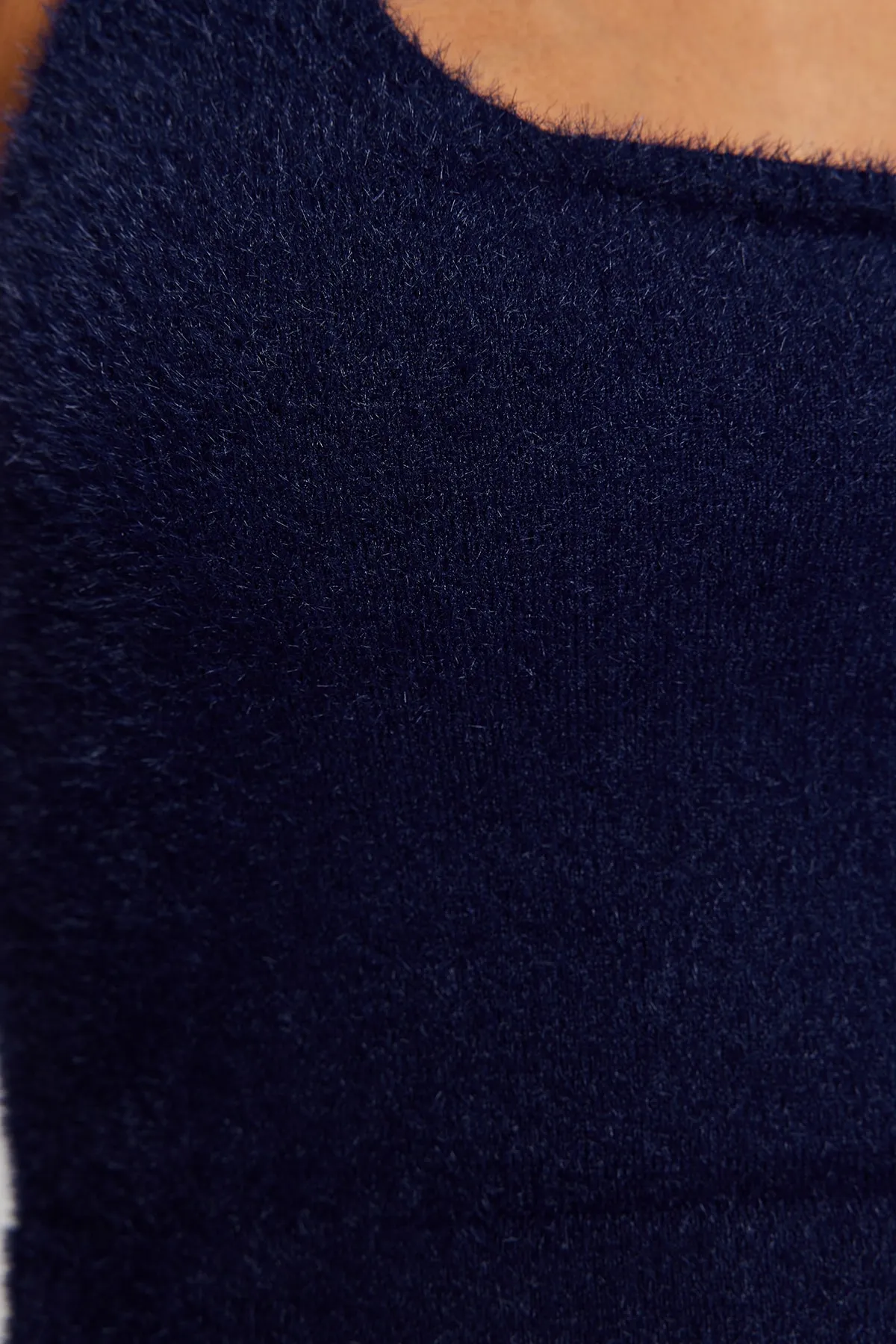 Trendyol Collection  Marineblaues pelziges 3-teiliges Strickoberteil- und -unterteil-Set TWOAW24AU00004
