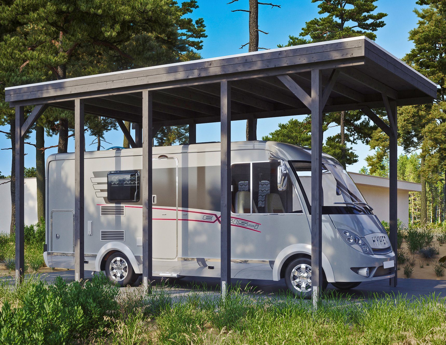 Skanholz Einzelcarport Caravan-Friesland, BxT: 397x708 cm, 350 cm Einfahrtshöhe