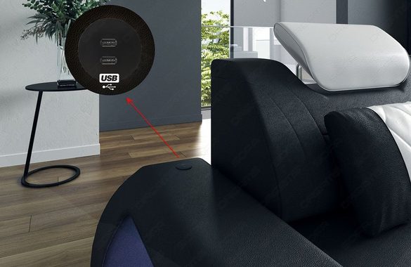 Sofa Dreams Wohnlandschaft Sofa Ledercouch Leder Rimini XXL U Form Ledersofa, Couch, mit LED, wahlweise mit Bettfunktion als Schlafsofa, Designersofa
