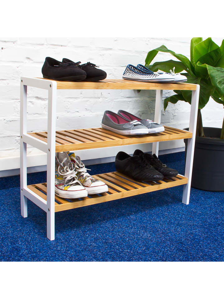 relaxdays Schuhregal in Natur/Weiß - (B)70 x (H)54,5 x (T)24,5 cm günstig kaufen onesize