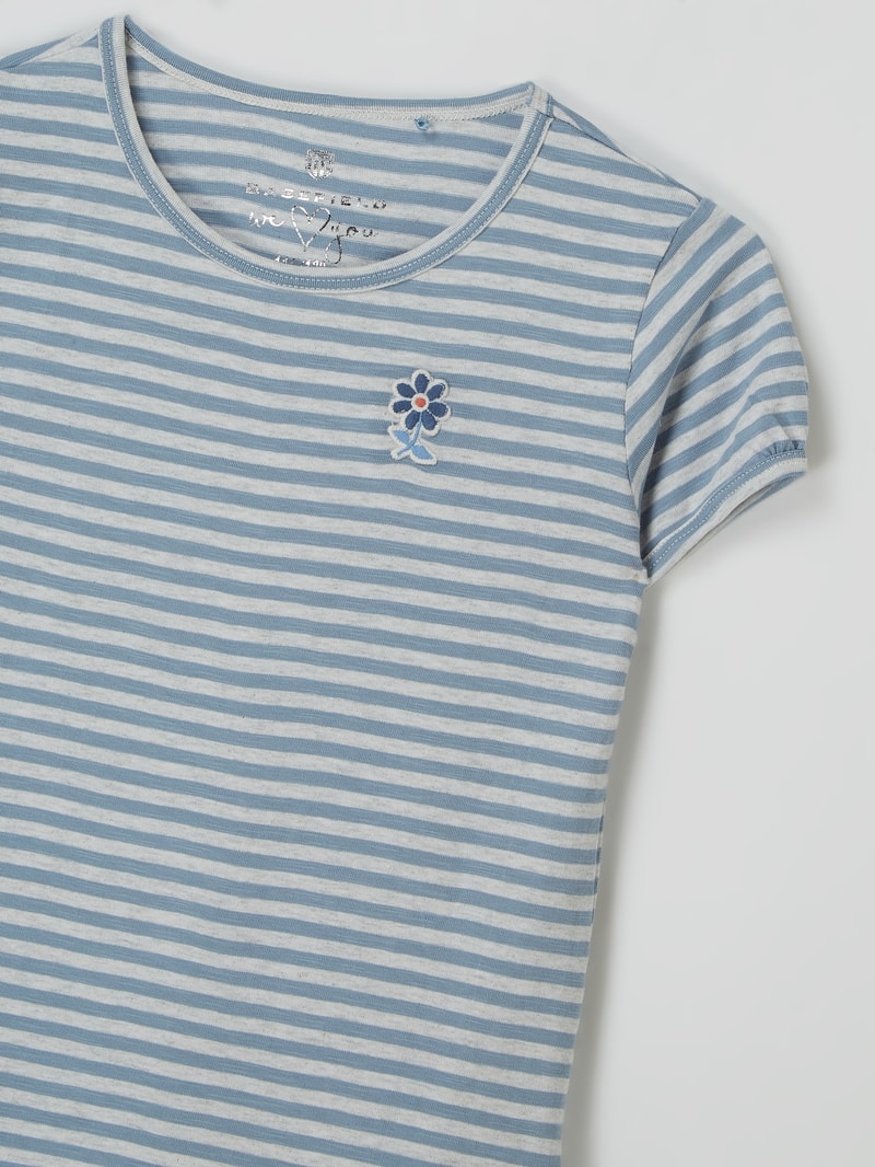 T-Shirt mit Volantsaum in hellblau