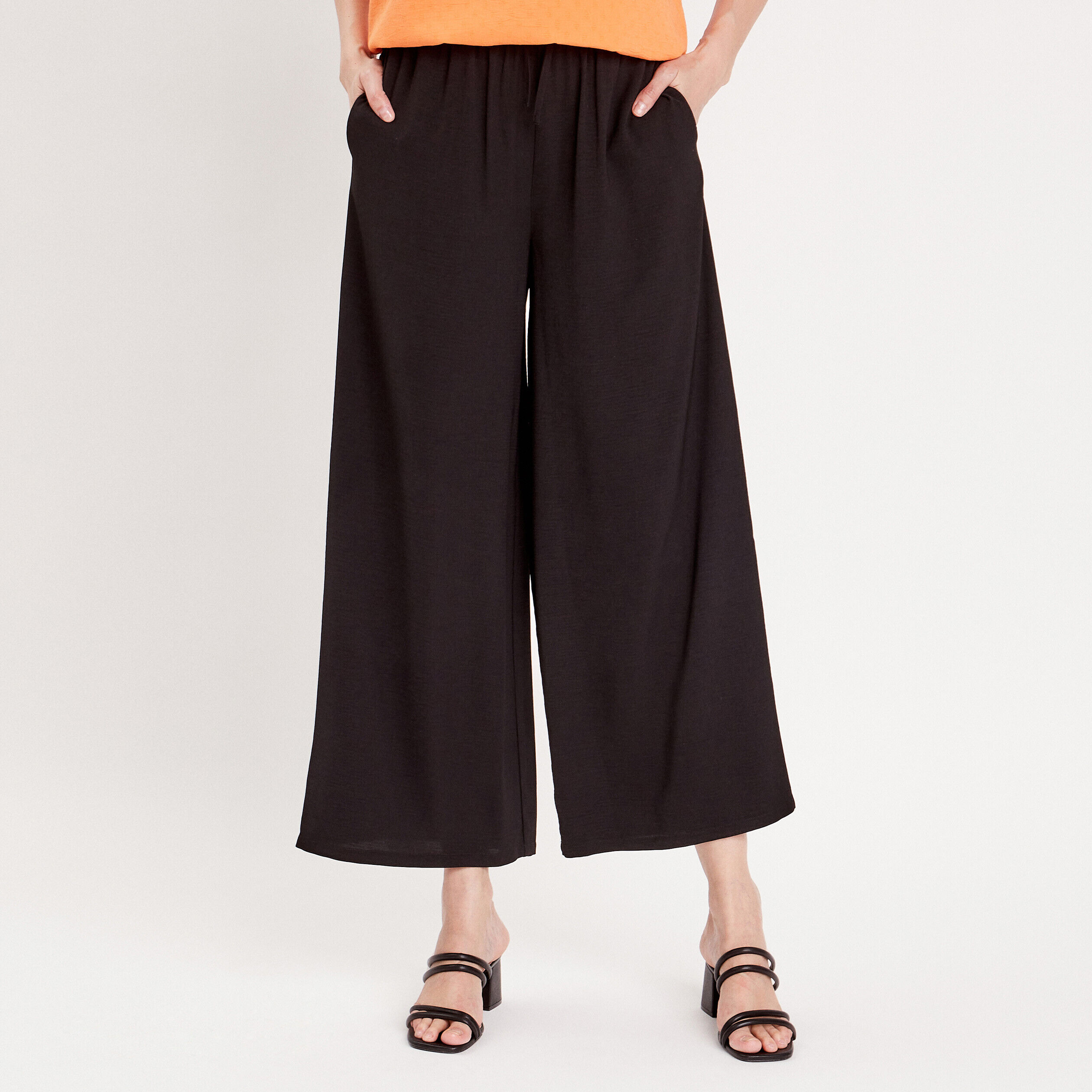 Pantalon large fluide noir femme | Cache Cache