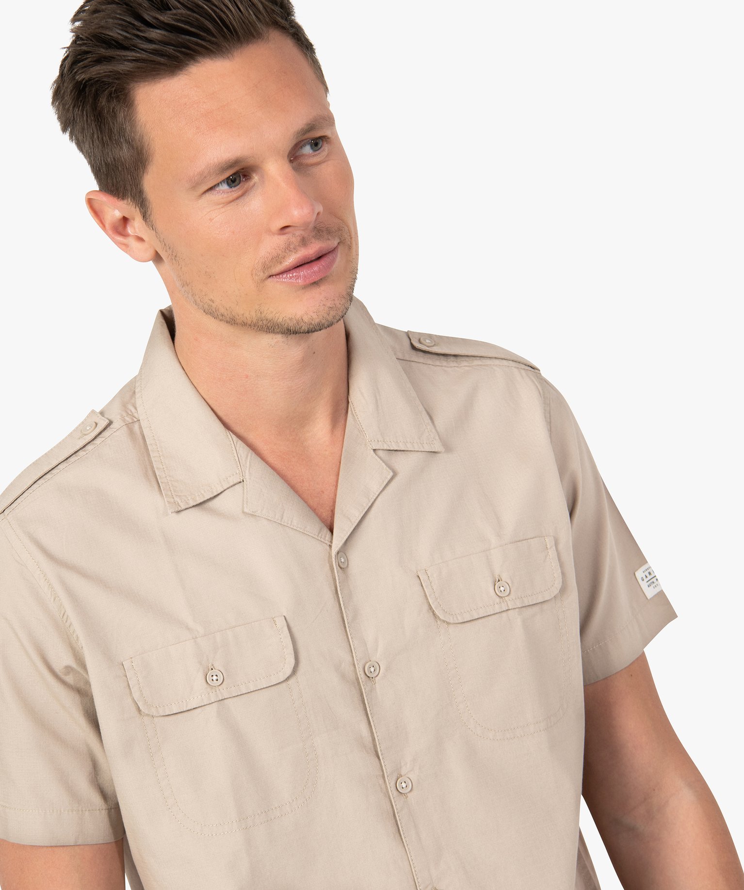 Chemise homme à manches courtes saharienne beige | GEMO