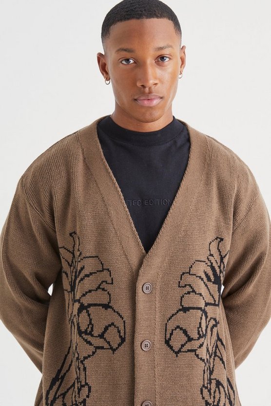 Lockerer Cardigan mit Blumen-Print