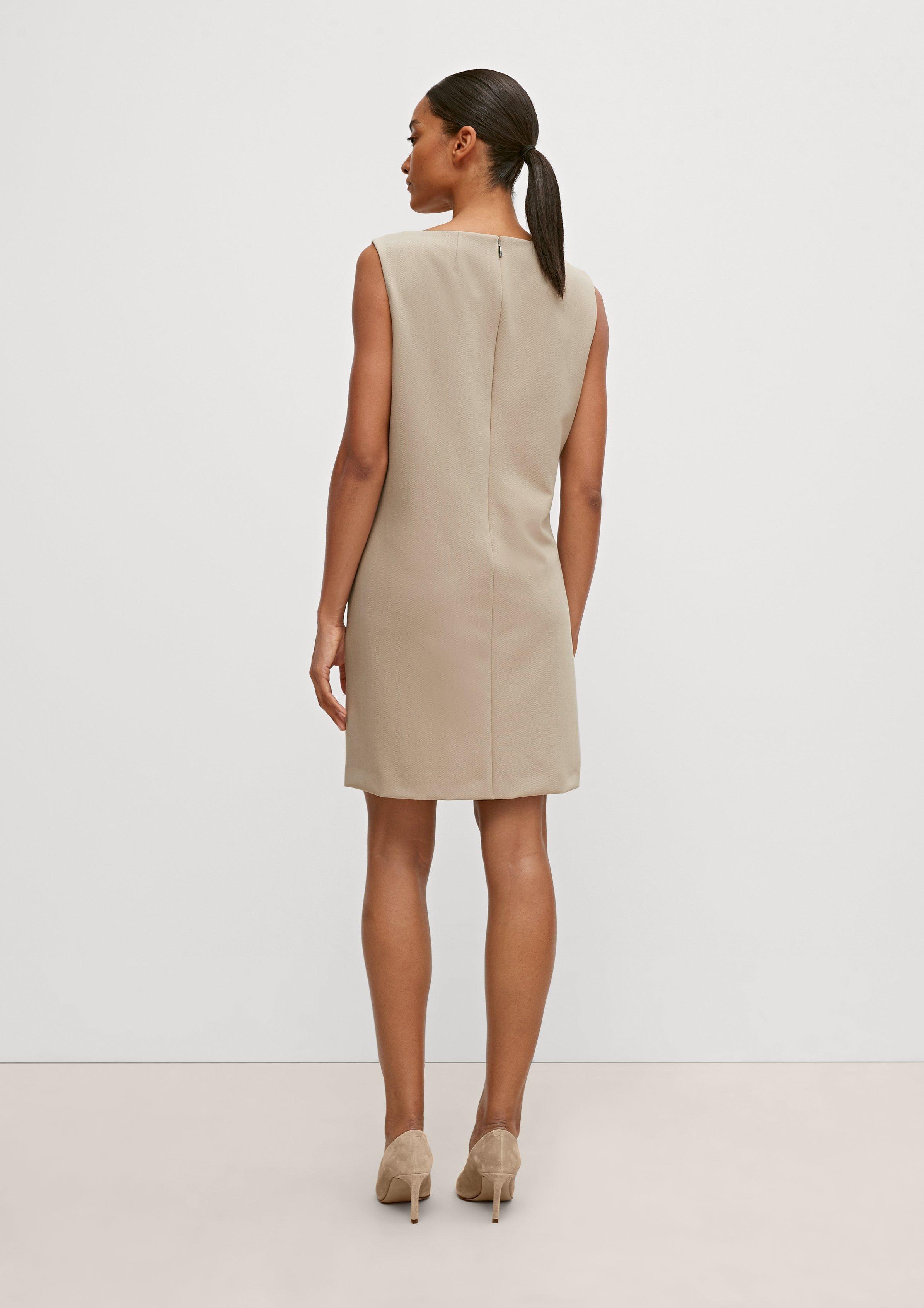 Businesskleid mit Fischgrat-Muster - helles beige