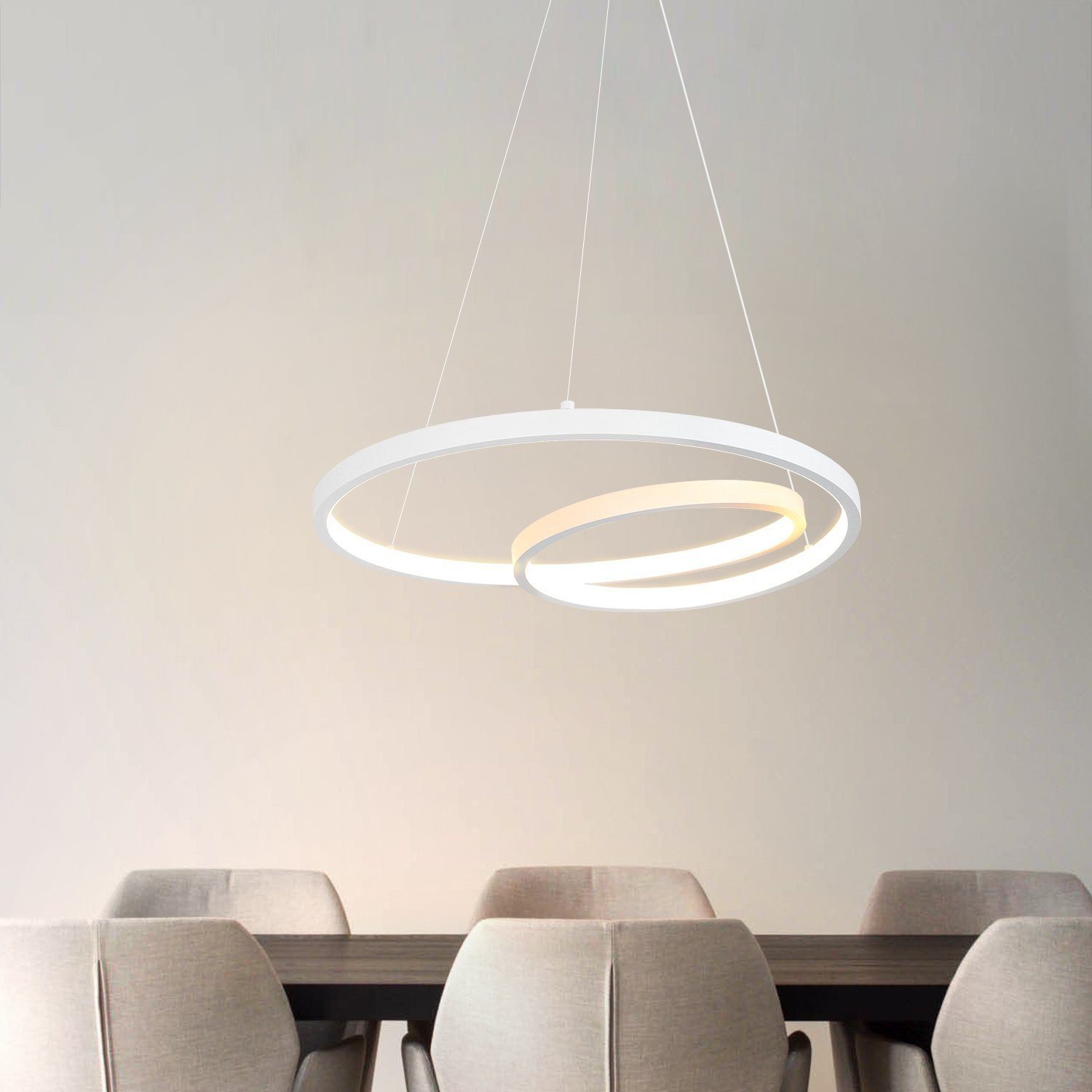 Nettlife Hängeleuchten Weiß Dimmbar mit Fernbedienung LED Hängelampe 150cm, Speicherfunktion, LED fest integriert, Warmweiß, Neutralweiß, Kaltweiß, für Wohnzimmer Schlafzimmer Küche, 34W