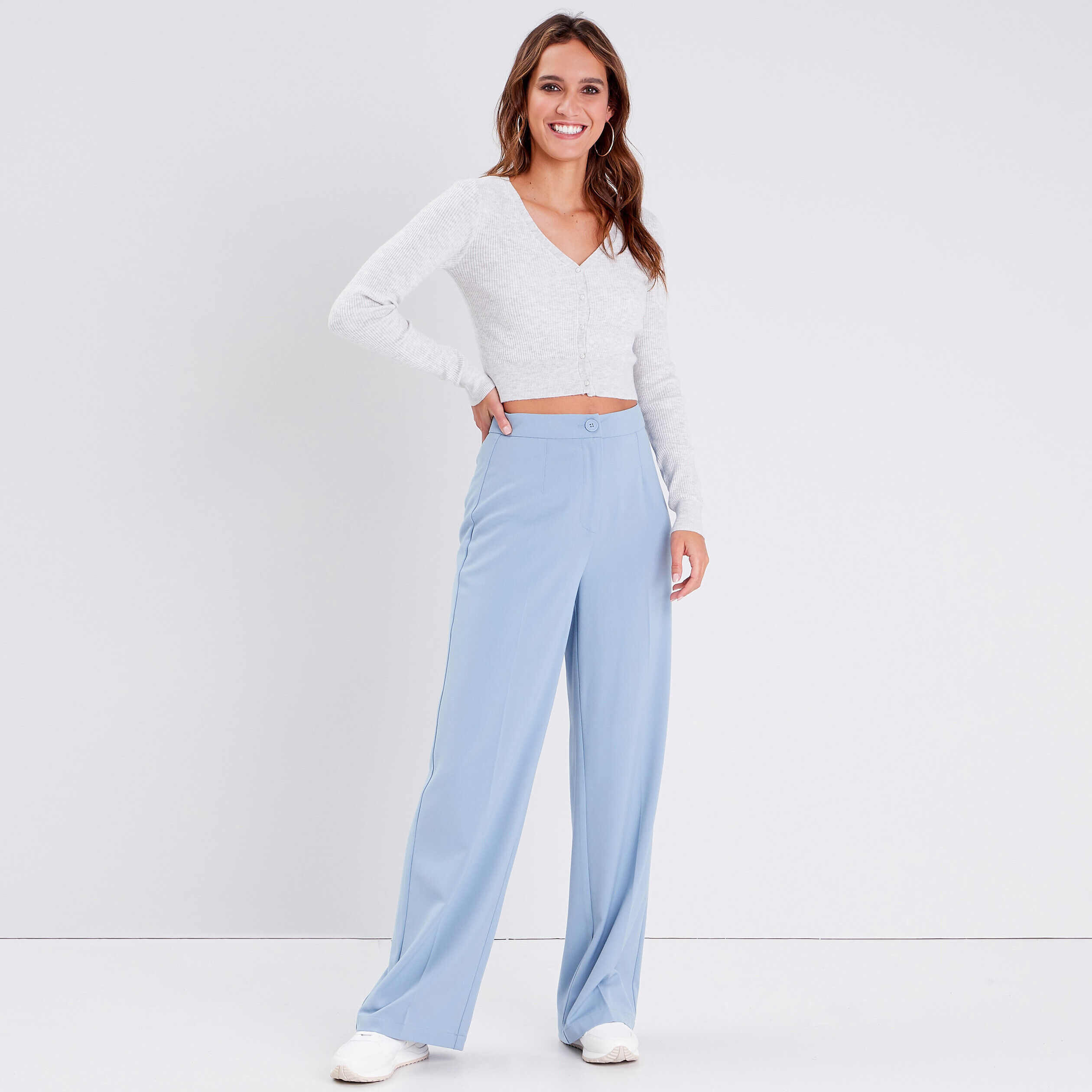 Gilet court boutonné gris clair femme | Cache Cache