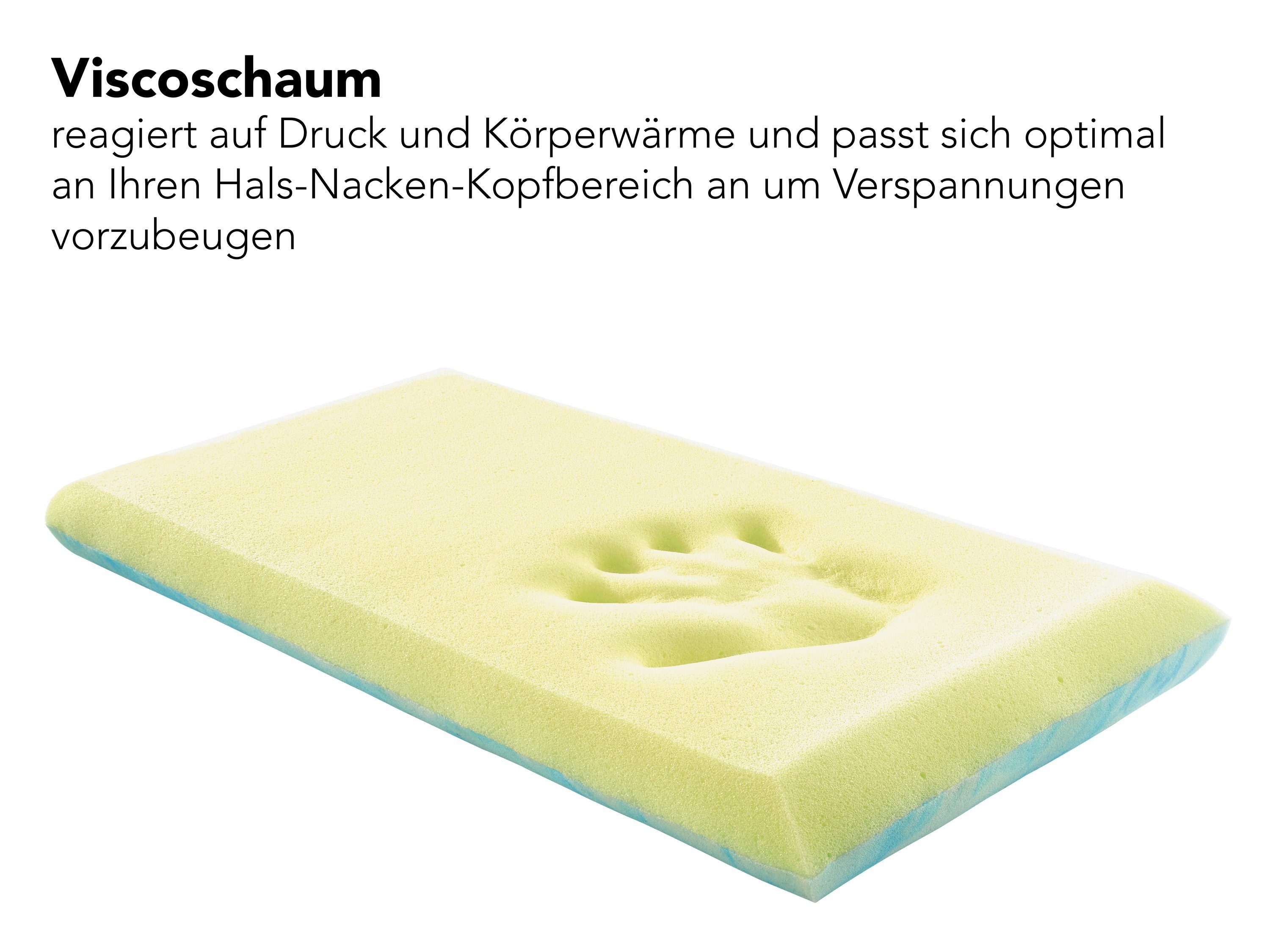Nackenstützkissen Orthopädisches Kissen mit zwei unterschiedlich festen Liegeseiten, XDREAM, Füllung: Viscoschaum und Gel-Active Softschaum, Seitenschläfer, Rückenschläfer, Bauchschläfer, Ergonomisch geformt, entlastet Kopf-, Nacken- & Schulterbereic