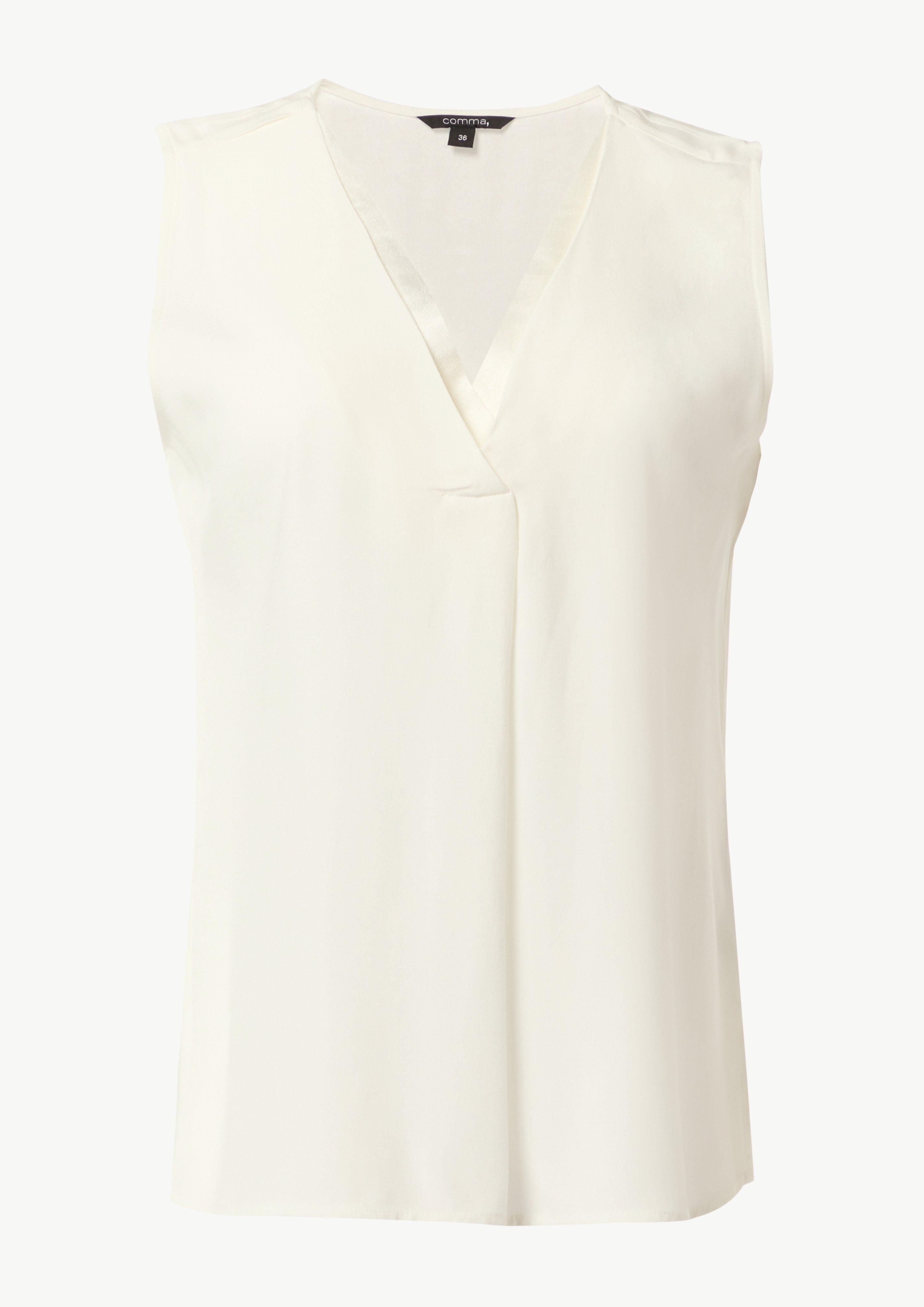 V-Neck-Top aus Crêpe - weiß
