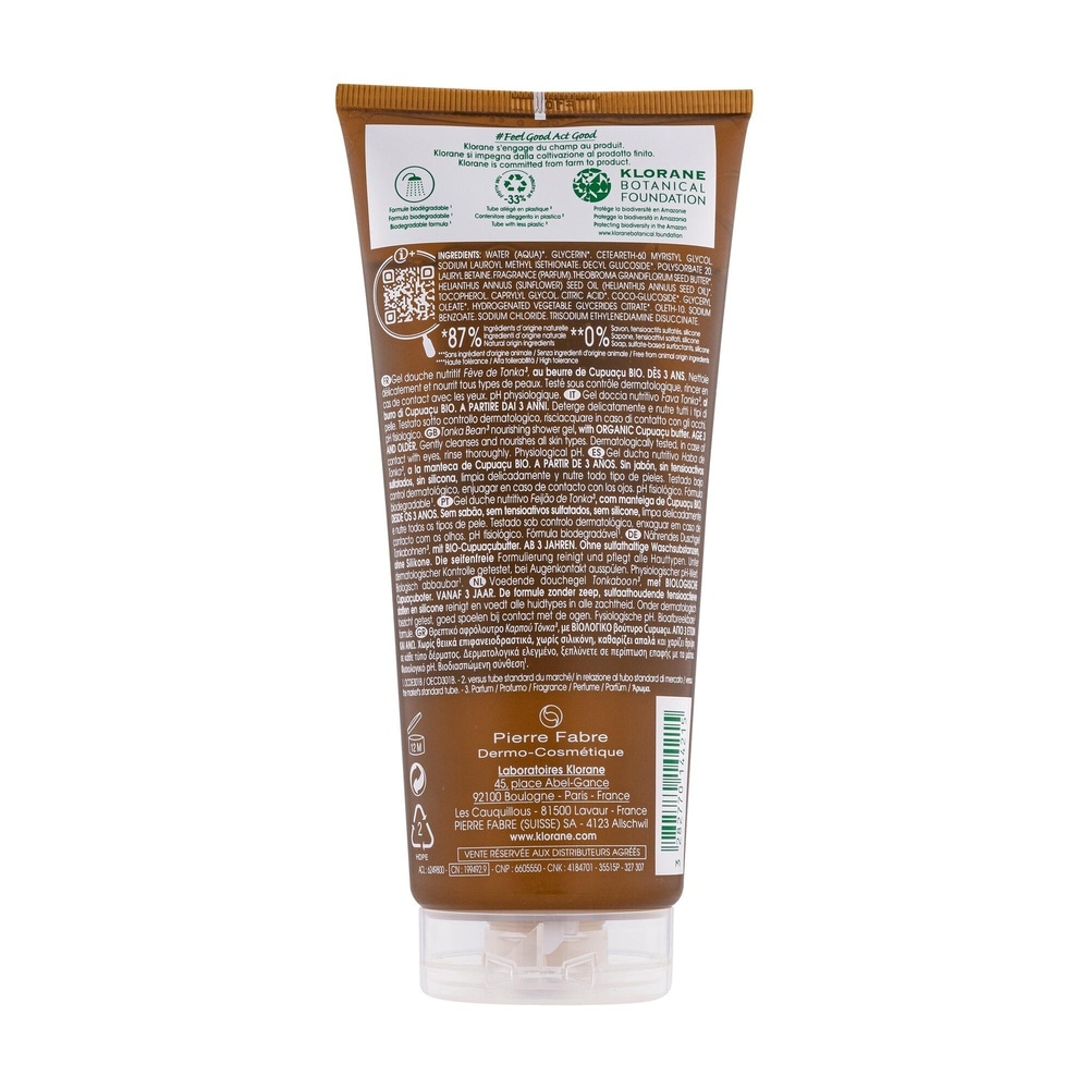 Klorane Fève de Tonka Gel douche 200ml Gel douche