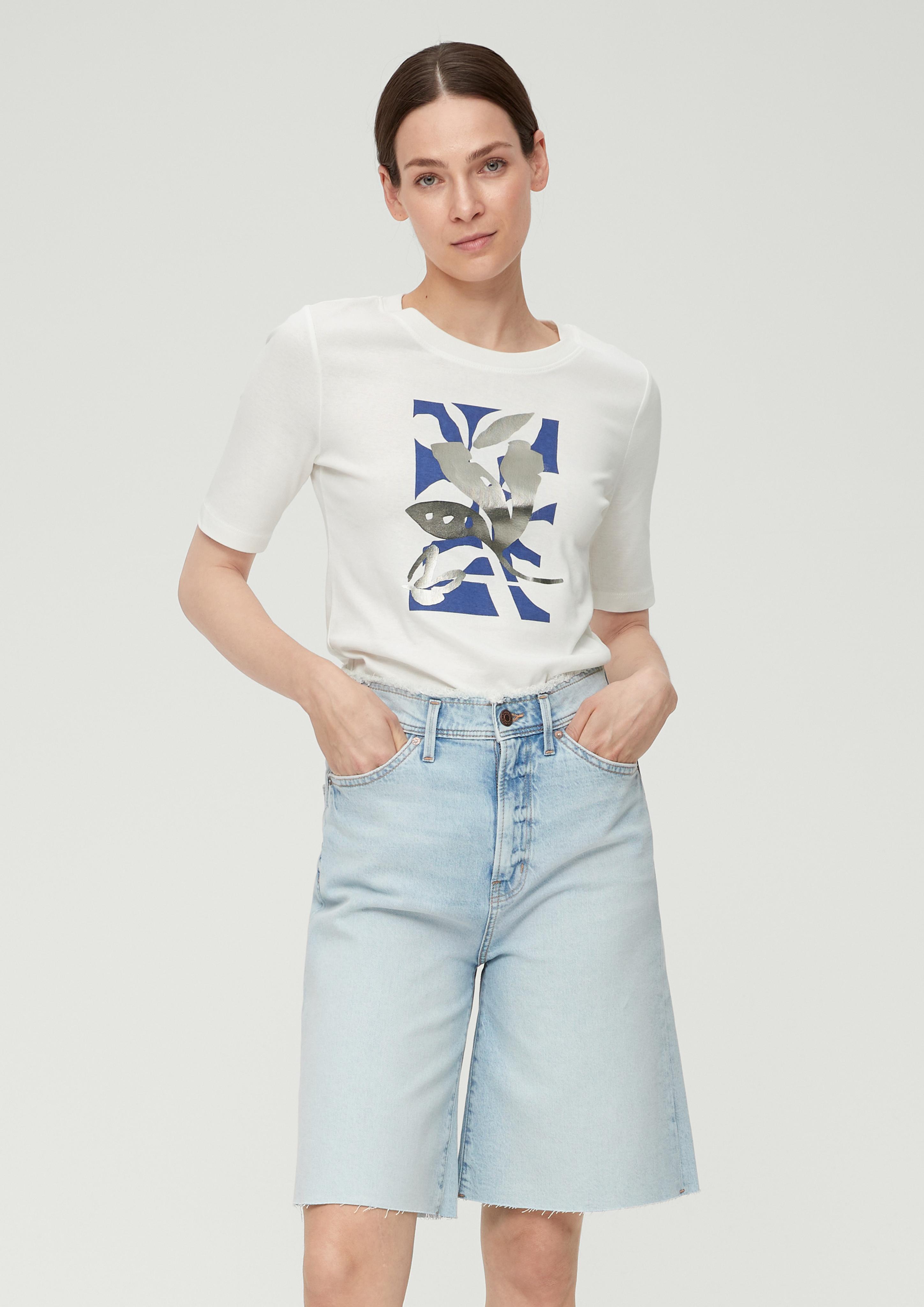 Baumwollshirt mit glänzendem Frontprint  2133065-02D1