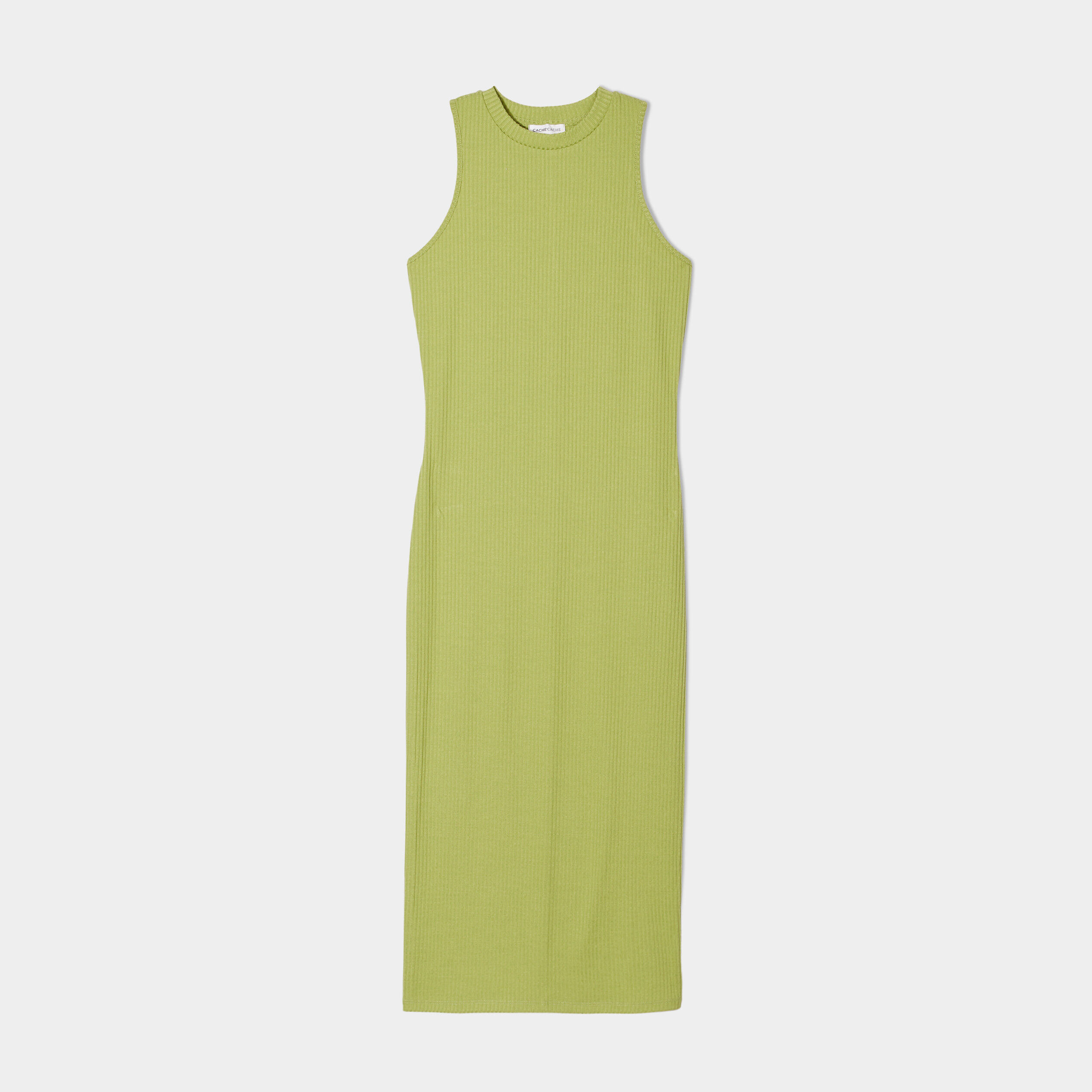 Robe pull longue moulante vert femme | Cache Cache