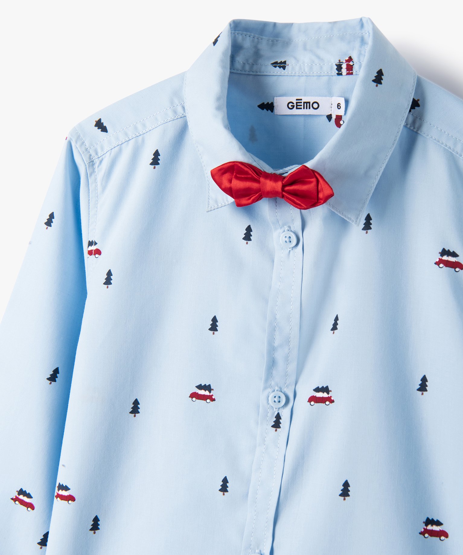 Chemise Garçon spéciale Nol avec n?ud papillon amovible bleu | GEMO