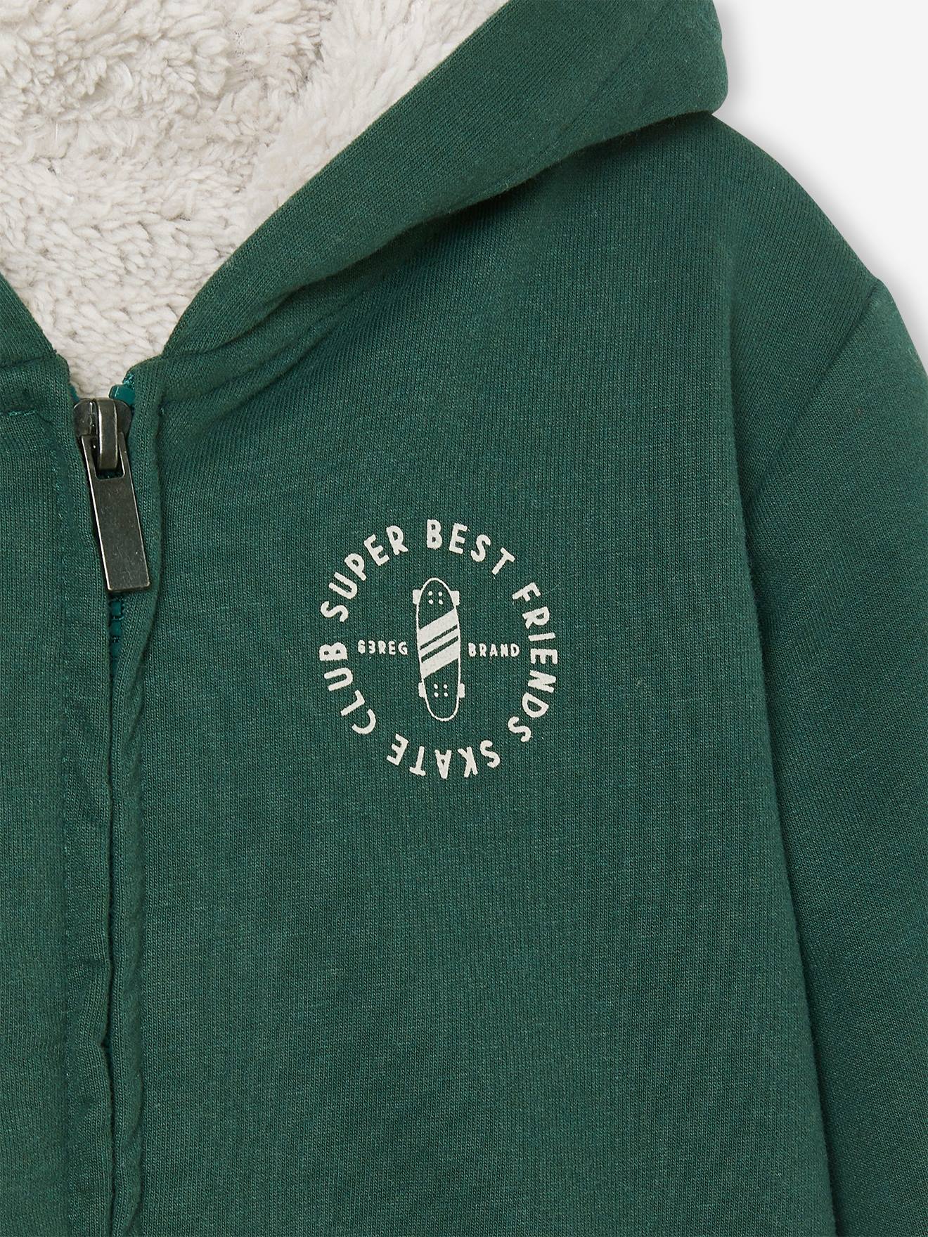 Sweat zippé doublé sherpa garçon encre