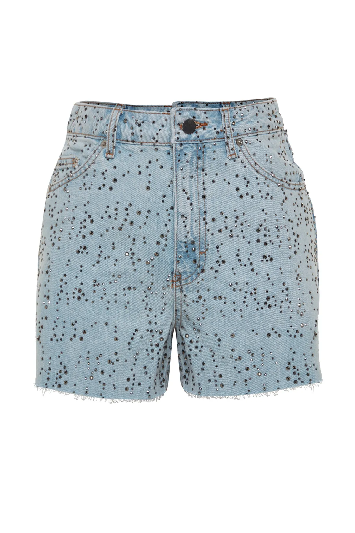 Trendyol Collection  Blaue Jeansshorts mit Troc-Detail TWOSS23SR00160