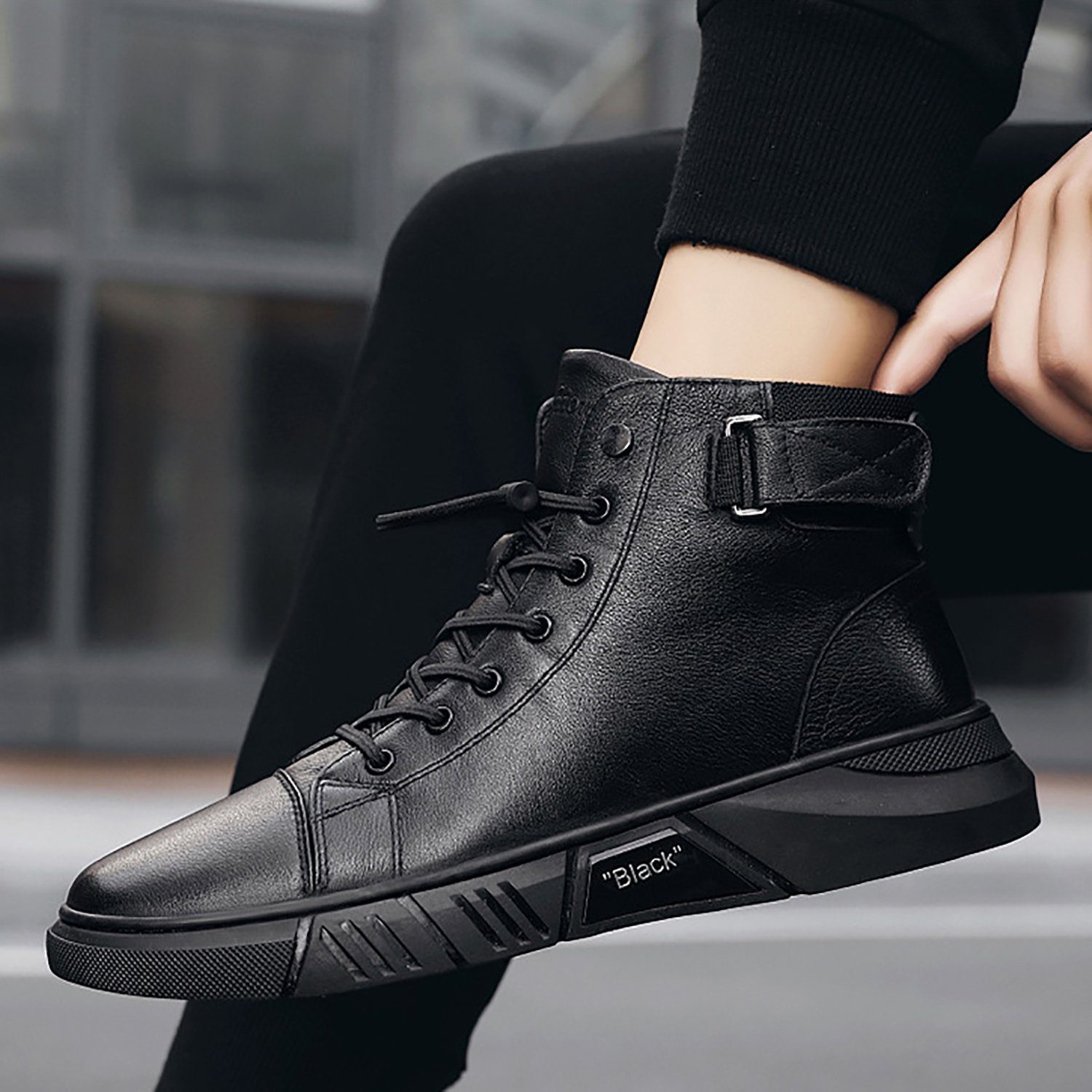 Daisred Schnürstiefel Herren Warm Gefüttert Winterboots chukkastiefel Stiefel