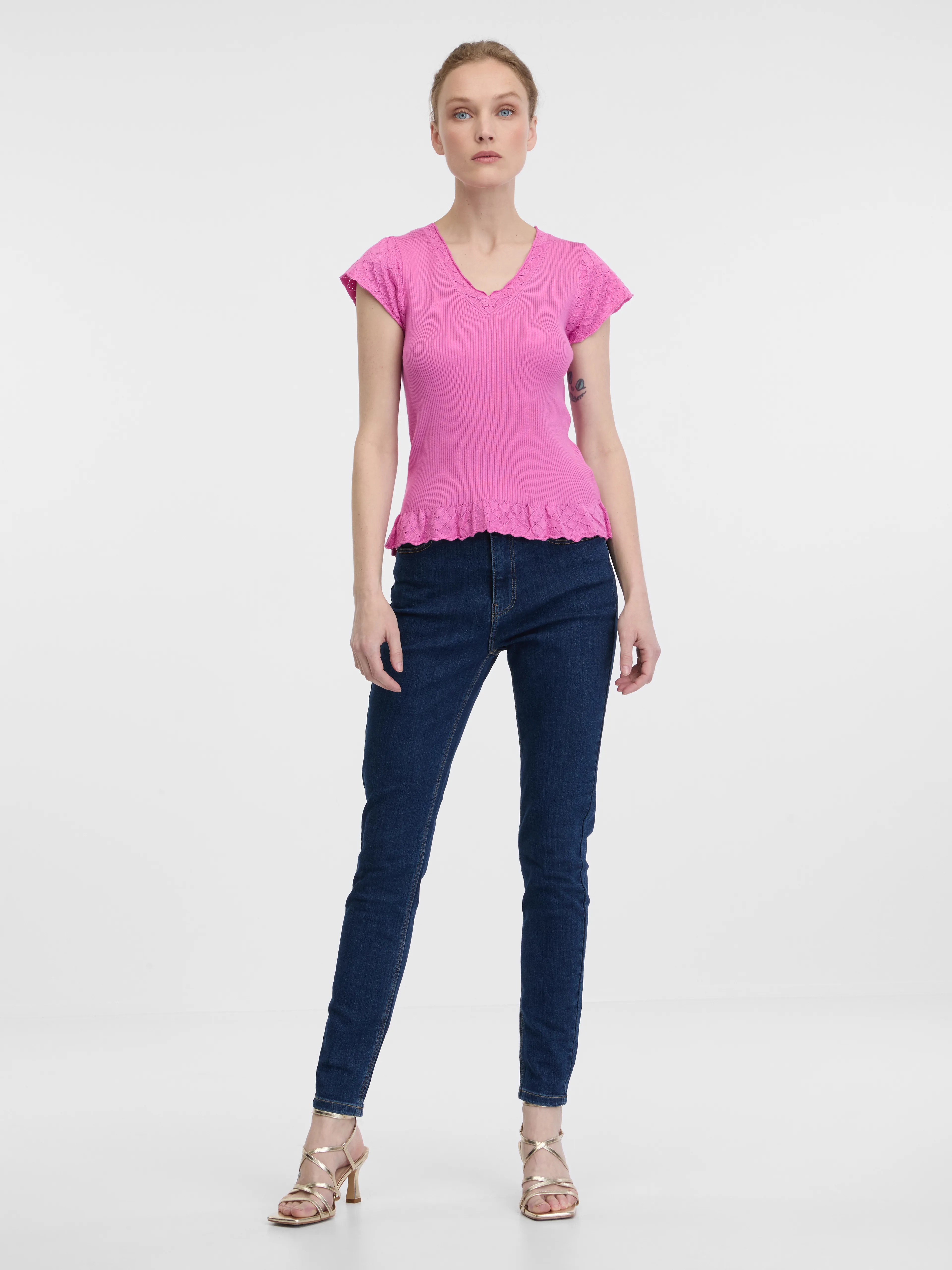 Rosa Damen Kurzarm-T-Shirt ORSAY