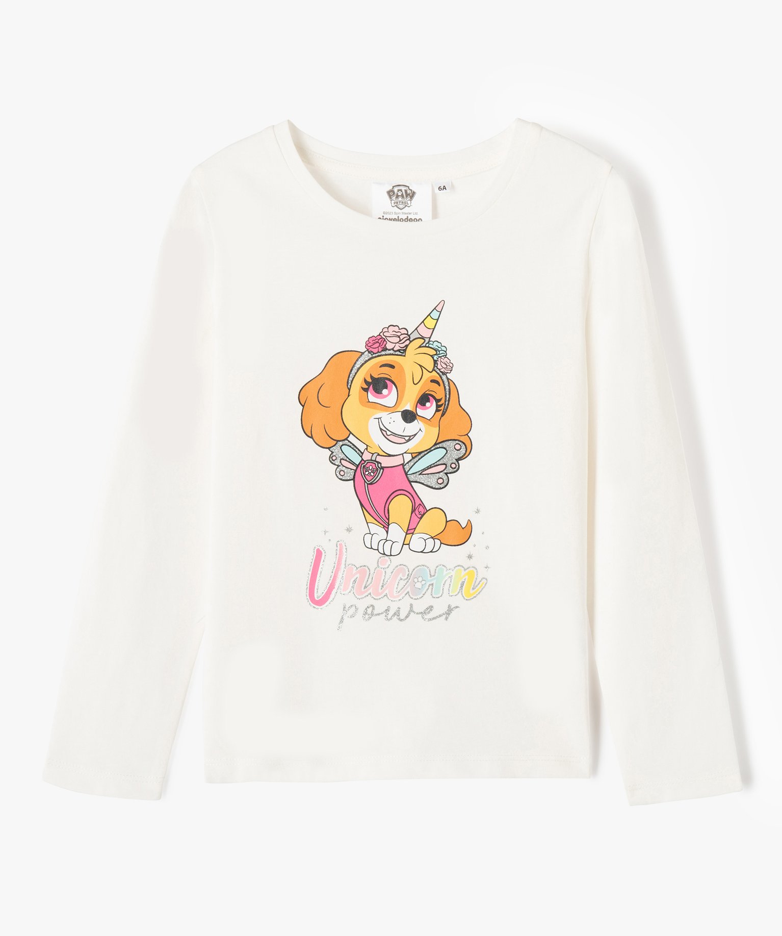 Tee-shirt fille à manches longues avec motif Stella - Pat P... ecru | GEMO
