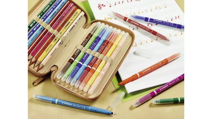 STABILO® Fasermaler und Fineliner in einem Trio 2 in 1 schwarz