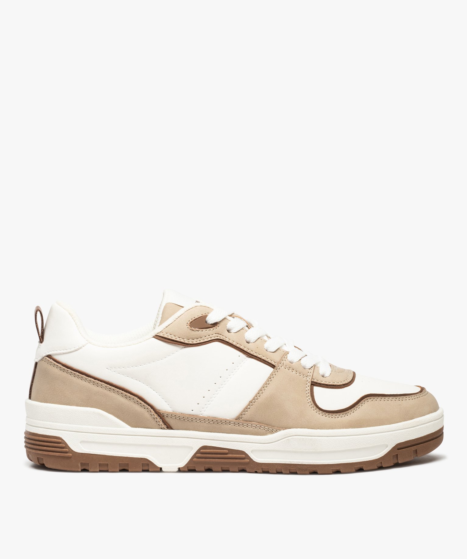 Baskets homme style skateshoes à lacets bicolores blanc | GEMO