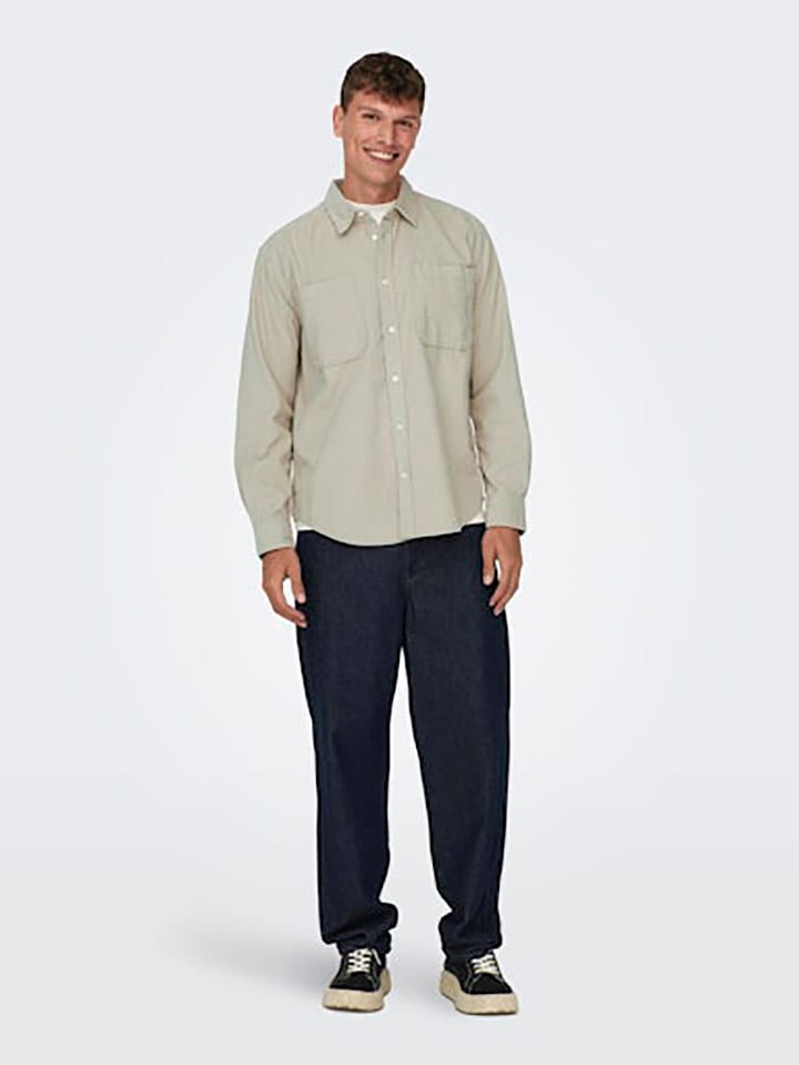ONLY & SONS Hemd - Regular fit - in Beige günstig kaufen