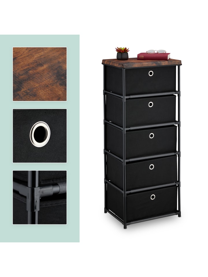 relaxdays Kommode in Schwarz/ Braun - (B)43 X (H)105 x (T)33 cm günstig kaufen onesize