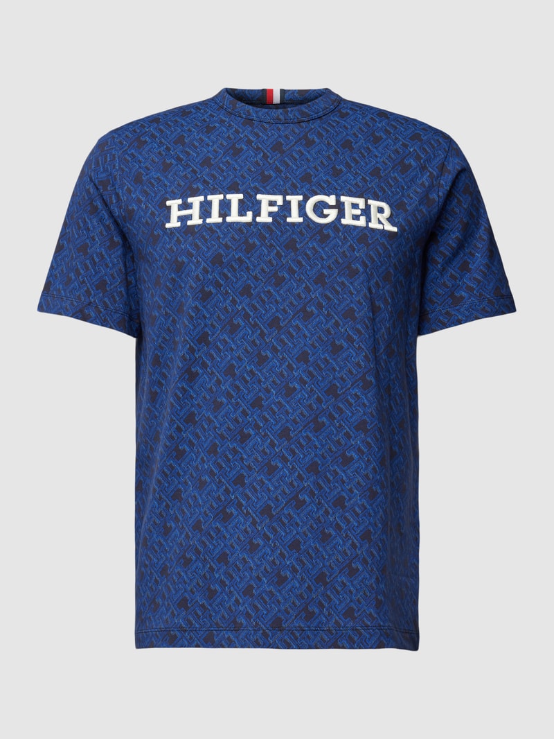 Regular Fit T-Shirt mit Logo-Muster in marineblau