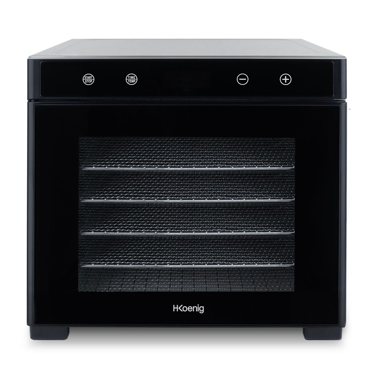 H.Koenig DSY900 Dörrgerät für Lebensmittel, für Obst, Gemüse, Kräuter, 6 herausnehmbare Trocknerplatten, variabler Thermostat von 35 ° bis 70 °C, LCD-Touchscreen, 650 W