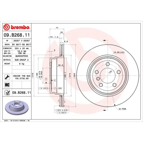 Bremsscheibe Brembo Hinterachse  2 Stück 09.B268.11 - ATU