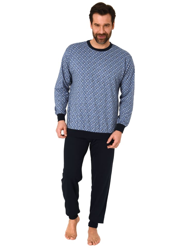 NORMANN Schlafanzug langarm Bündchen - 66067 in blau günstig kaufen