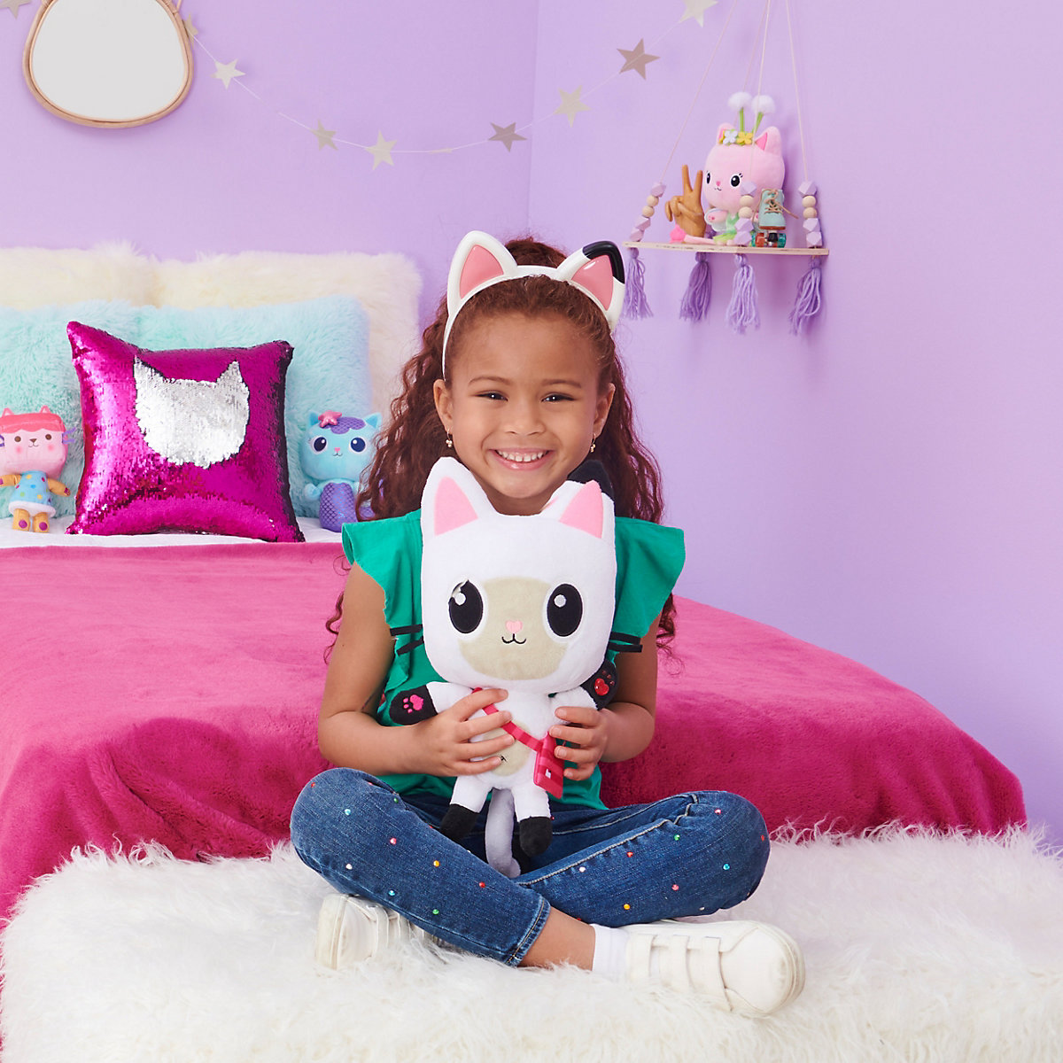 Gabby‘s Dollhouse, Magical Musical Cat Ears, Haarreif mit Katzenohren, mit Licht, Geräuscheffekten und Musik, geeignet für Kinder ab 3 Jahren