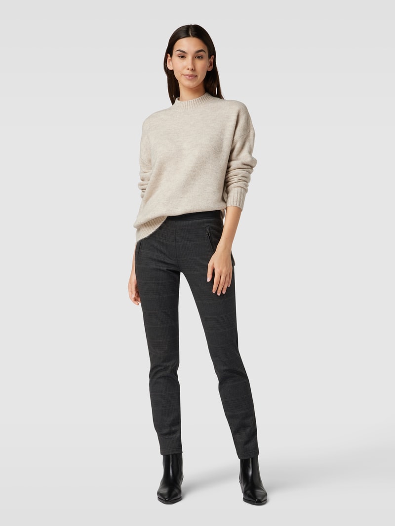 Skinny Fit Stoffhose mit Glencheck-Muster in dunkelbraun