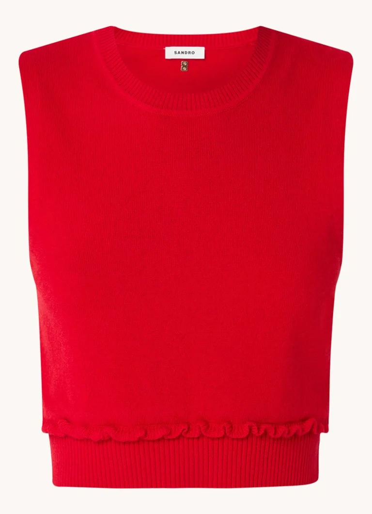 Sandro Fine-knit cropped top in cashmere wool blend