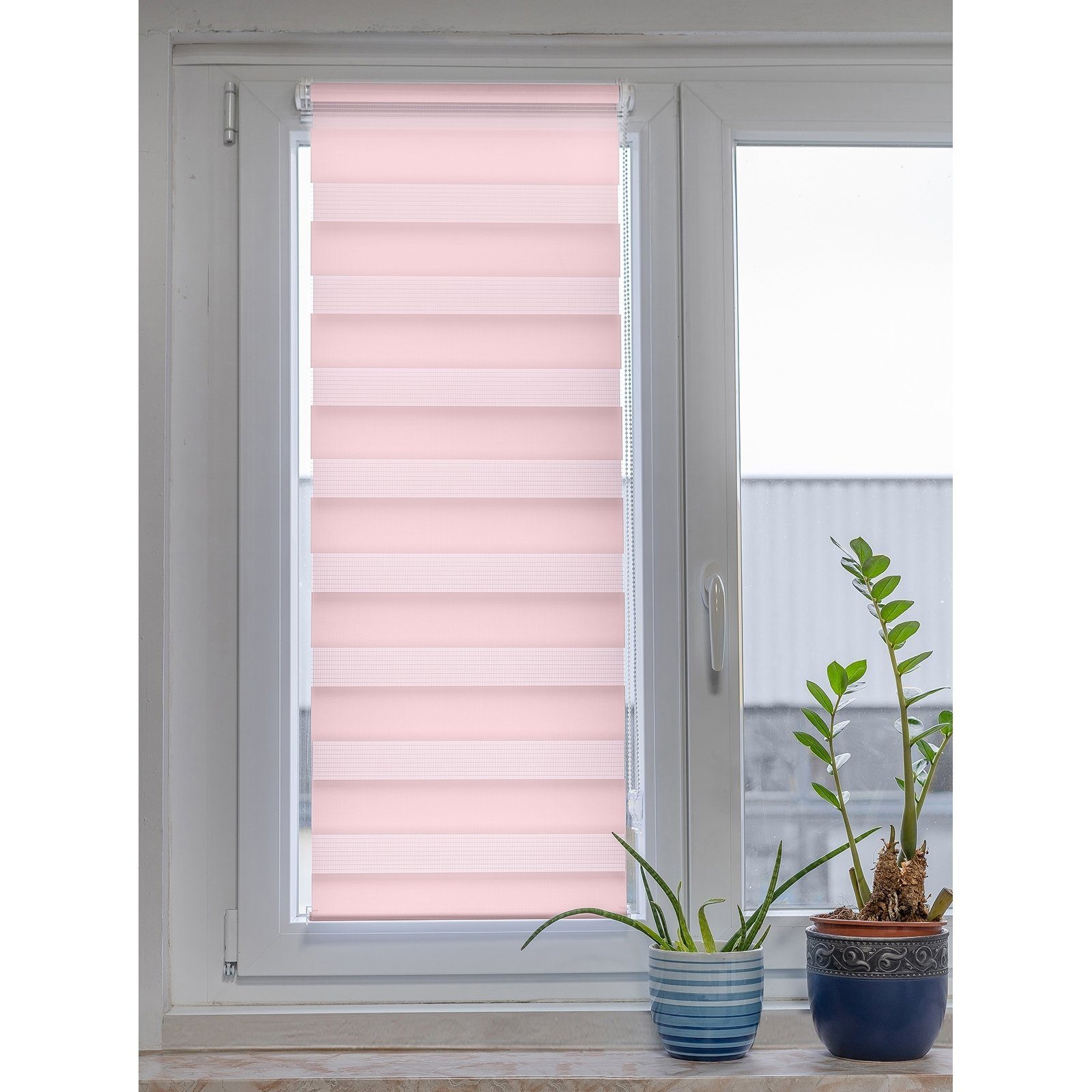 Doppelrollo Doppelrollo uni 60 x 150 Marisol, HTI-Living, halbtransparent, ohne Bohren, Klemmfix