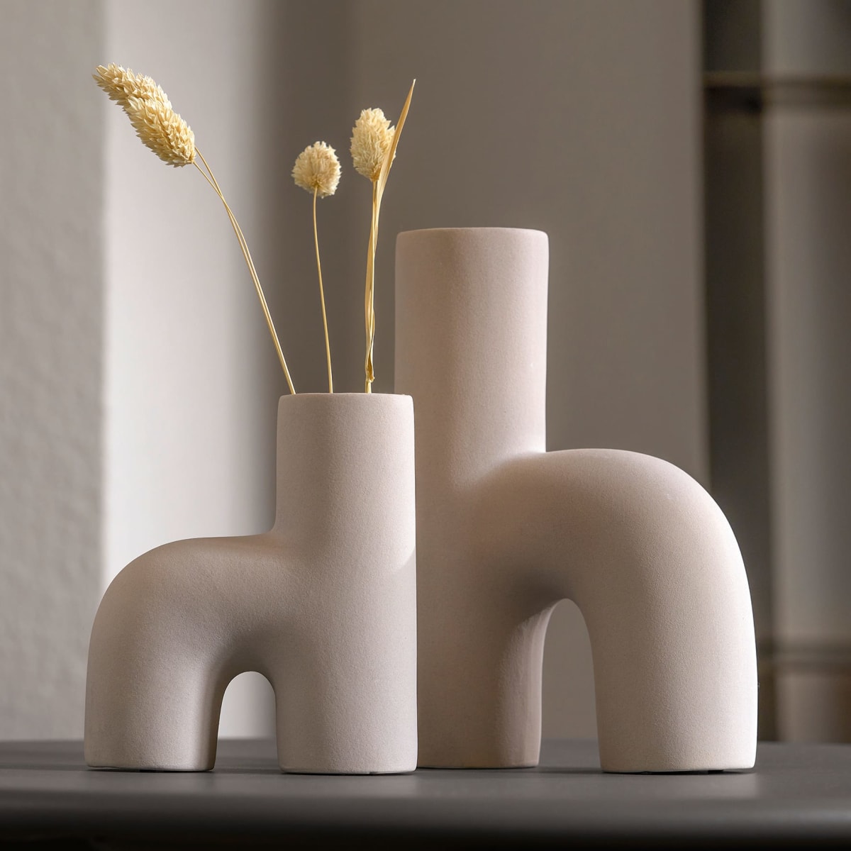 Vase aus Keramik h-Form/groß, beige (15x20,8cm), 1 St