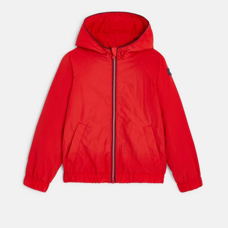 Coupe-vent déperlant à capuche rouge garçon
