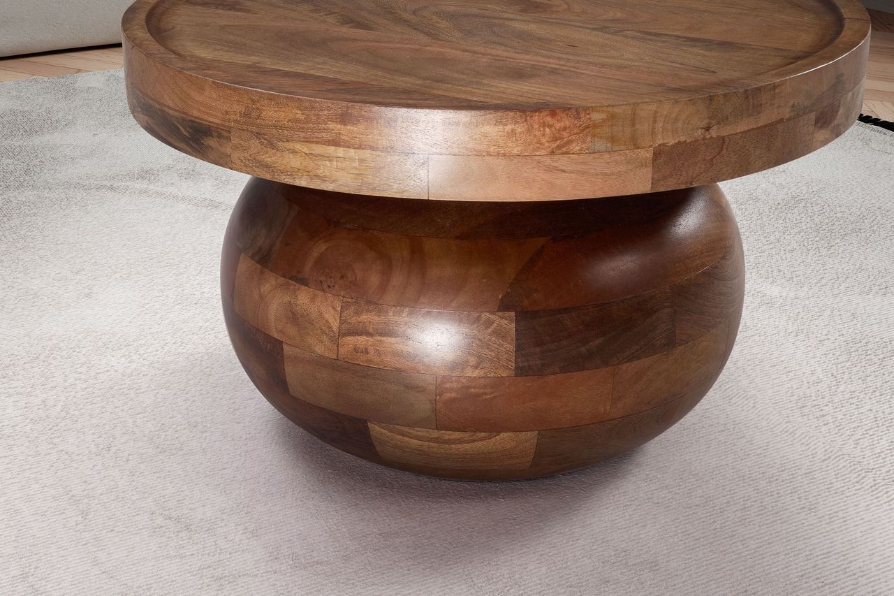 Wohnling Couchtisch Mango Massivholz 50x50x30,5 cm Walnussfarben