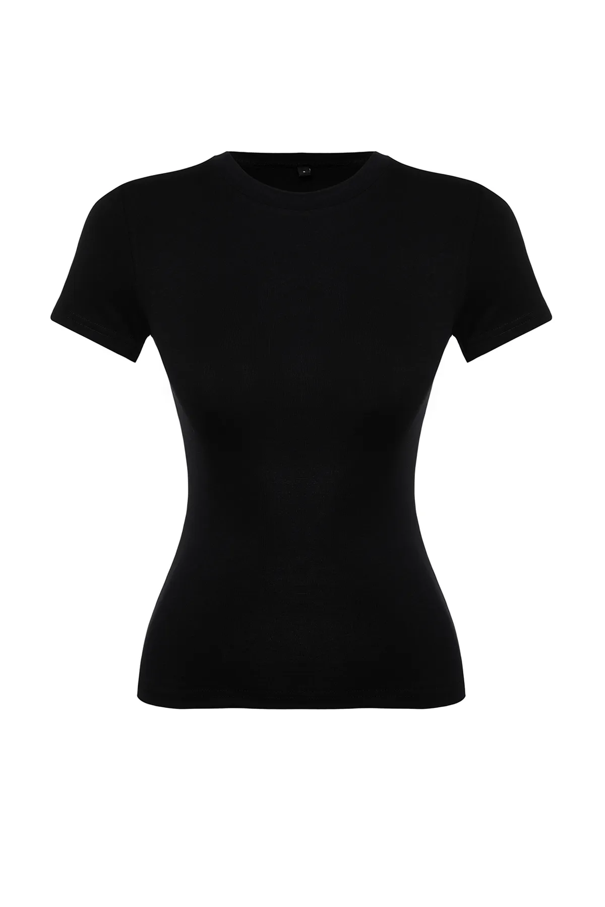 Trendyol Collection  Schwarze figurbetonte Stretch-Strickbluse aus Viskose/weichem Stoff TWOSS24BZ00296