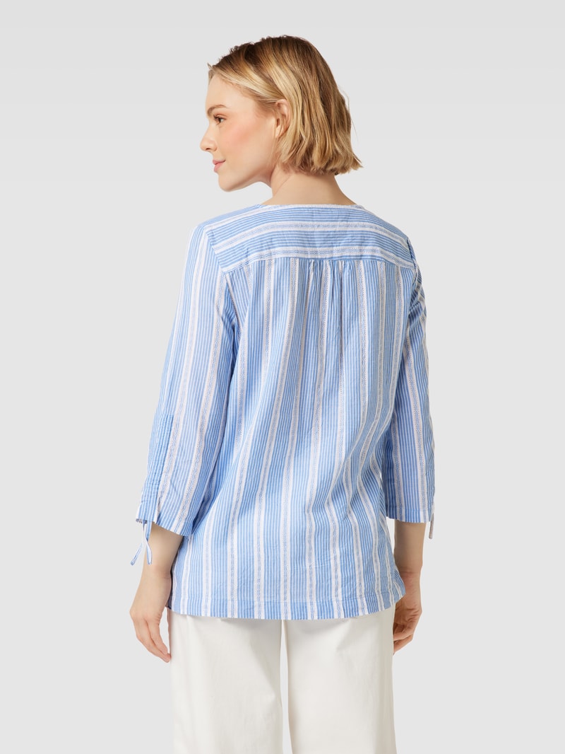 Bluse mit Streifenmuster und Schnürungen in weiß