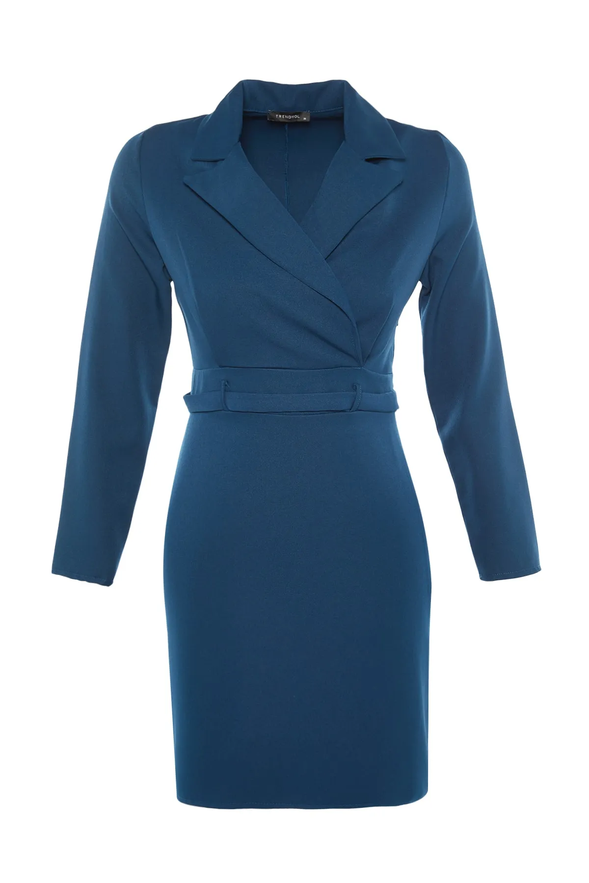 Trendyol Collection  Ölfarbenes, zweireihiges Webkleid TWOAW23EL00360
