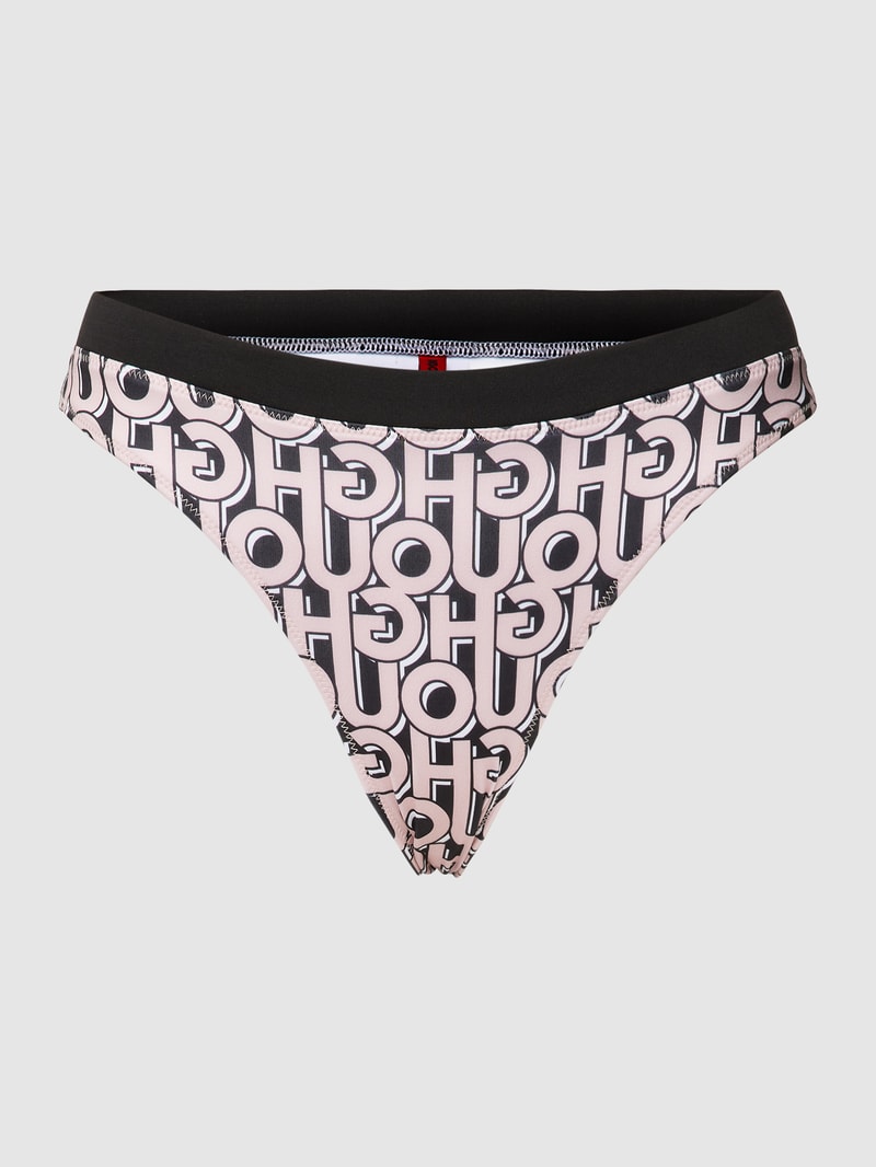 Bikini-Slip mit Allover-Label-Muster Modell 'Retro' in rosé
