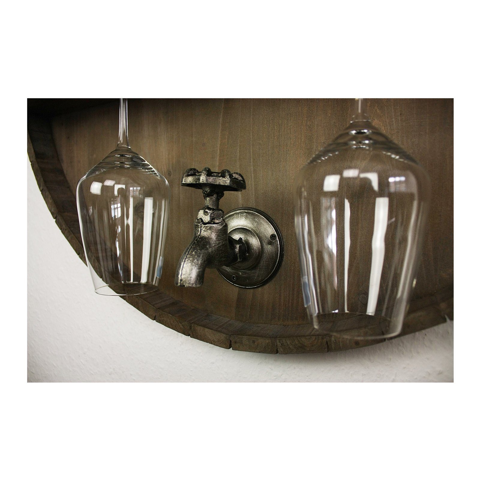 HTI-Line Weinregal Wandbar Weinfass Likörbar Grappabar Weinbar, Weinhalter Holz Flaschenregal Vintage