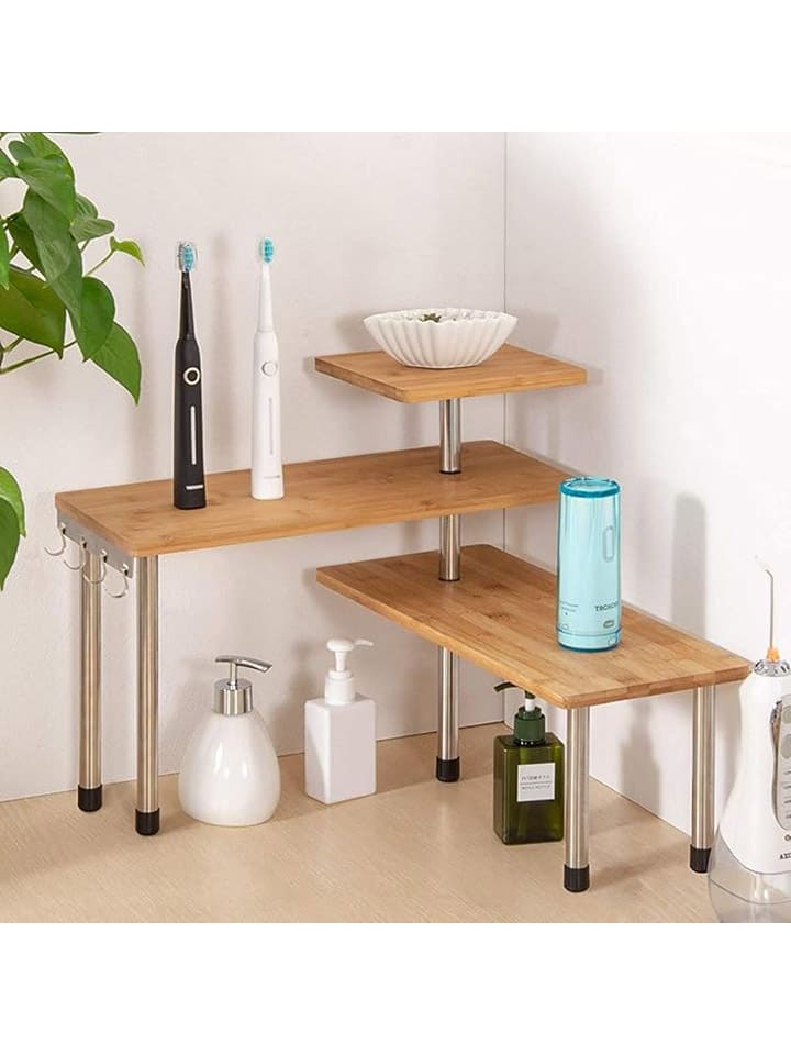 Joybos Eckregal in Hellbraun/ Silber - (B)45 x (H)38,5 x (T)43 cm günstig kaufen onesize