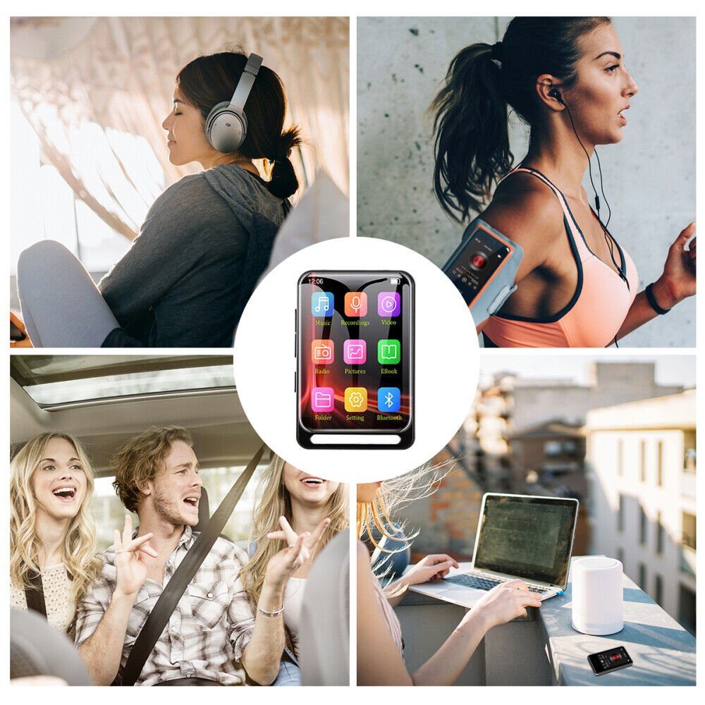 ERHWIO Musik-Player Bluetooth5.0 MP3 verlustfrei 2,4-Zoll-Vollbild MP3-Player (Bewegungsunterstützung für UKW-Radiorecorder 55h)