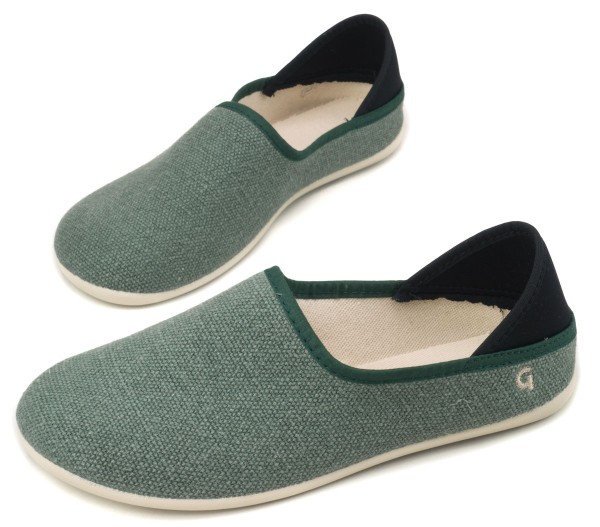 Gottstein ~ Leinen Slipper Slip-On Vegan ~ grün meliert