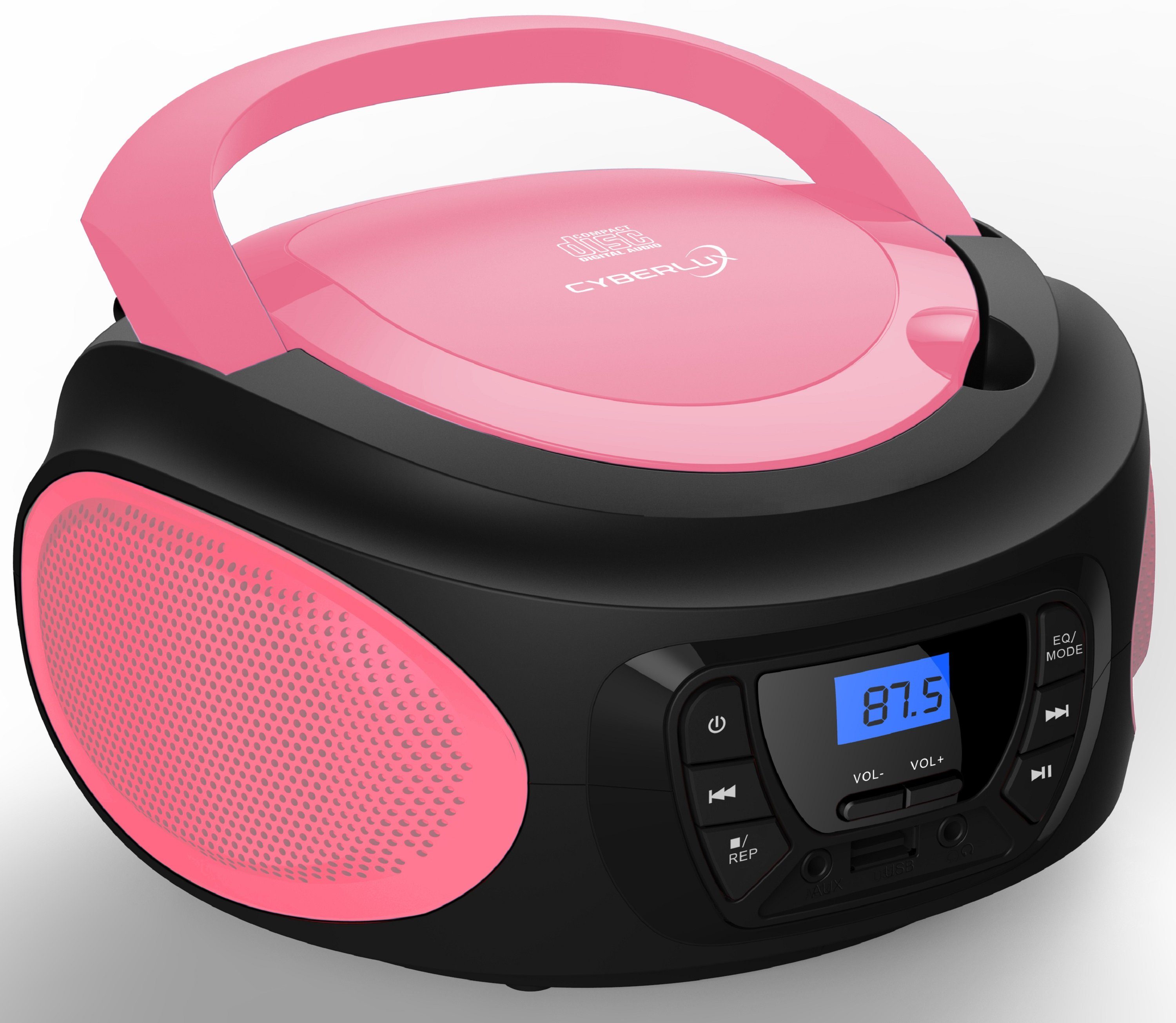 Cyberlux CL-620 tragbarer CD-Player (CD, Kinder CD Player tragbar, Boombox, Musikbox, FM Radio mit MP3 USB)