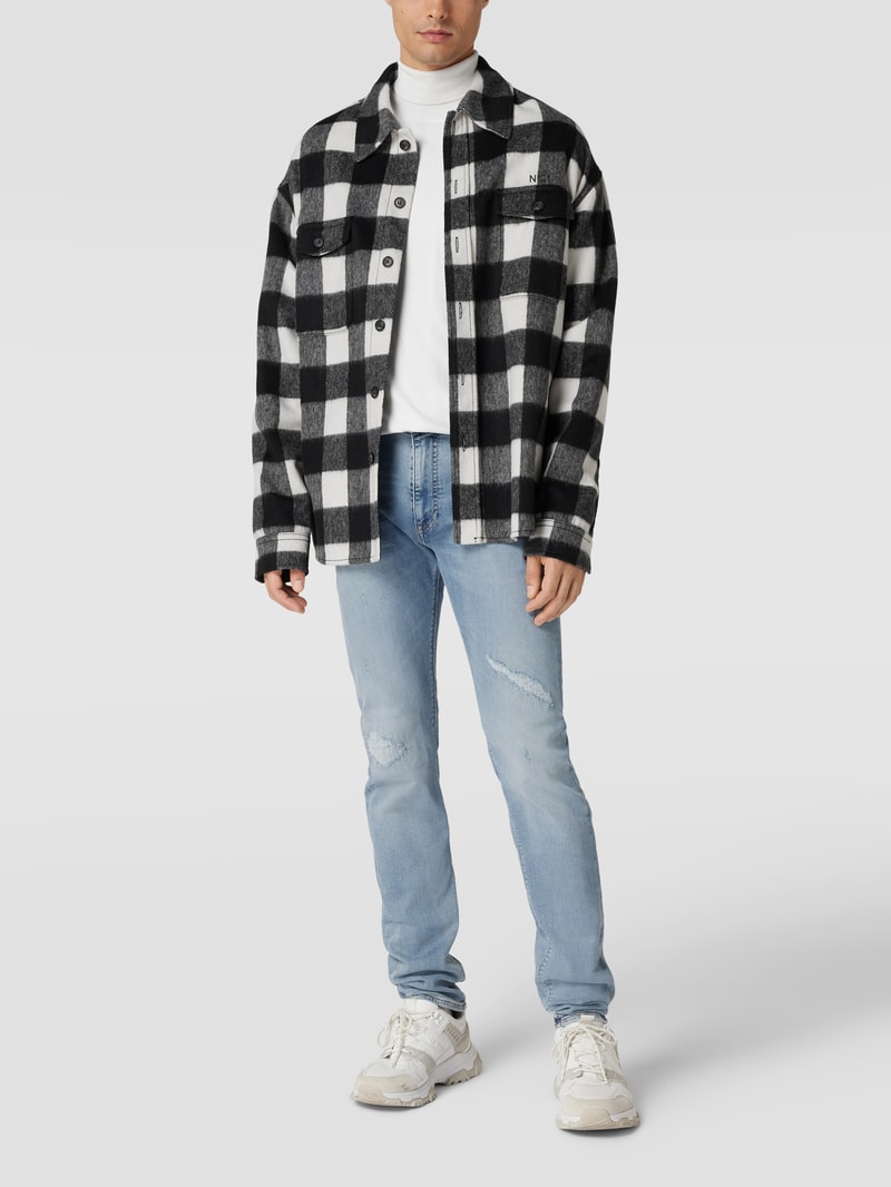 Jeans mit Label-Patch Modell 'Bleecker' in hellblau