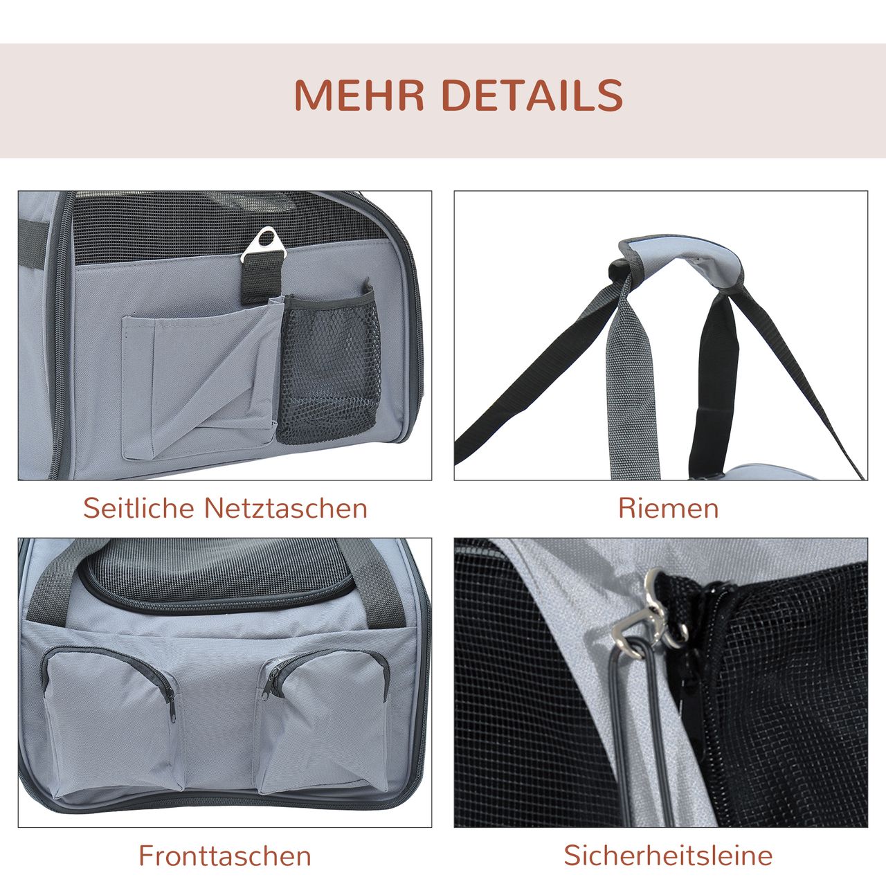 PawHut Hundetasche Hundebox Transportbox Tragetasche Katze Haustier faltbar grau