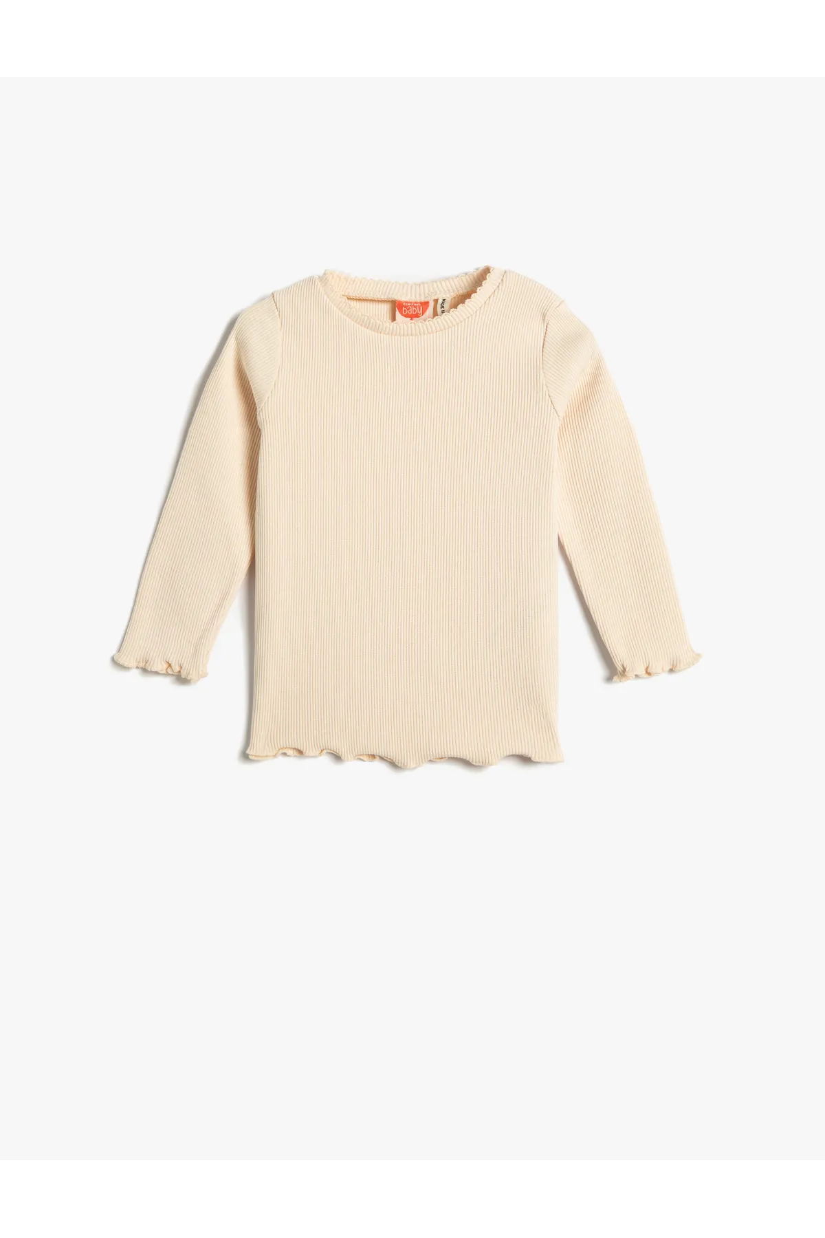 Koton  Basic-T-Shirt aus strukturierter Baumwolle mit langen Ärmeln und Rundhalsausschnitt