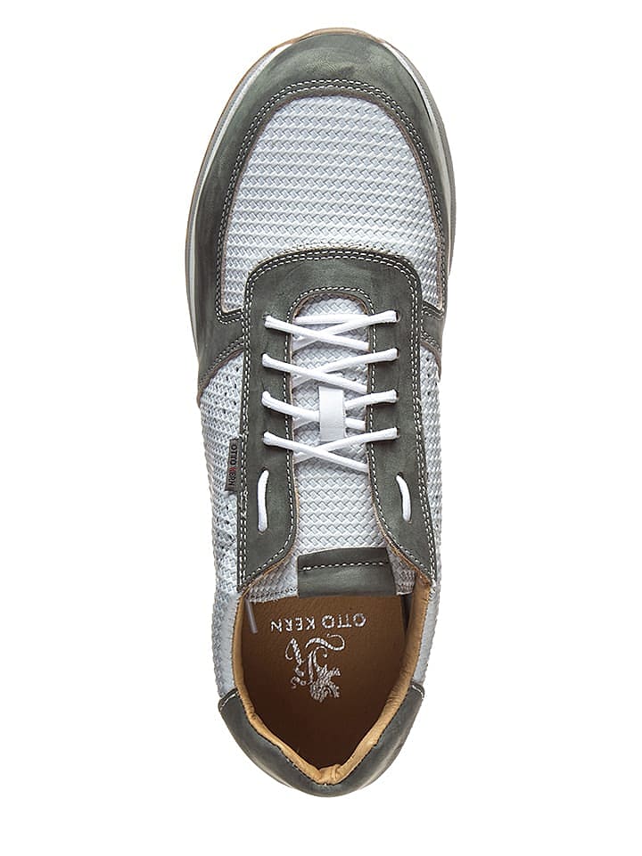 Otto Kern Leder-Sneakers in Weiß/ Oliv günstig kaufen 43